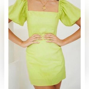 VRG GIRL Green Puff Sleeve Dress